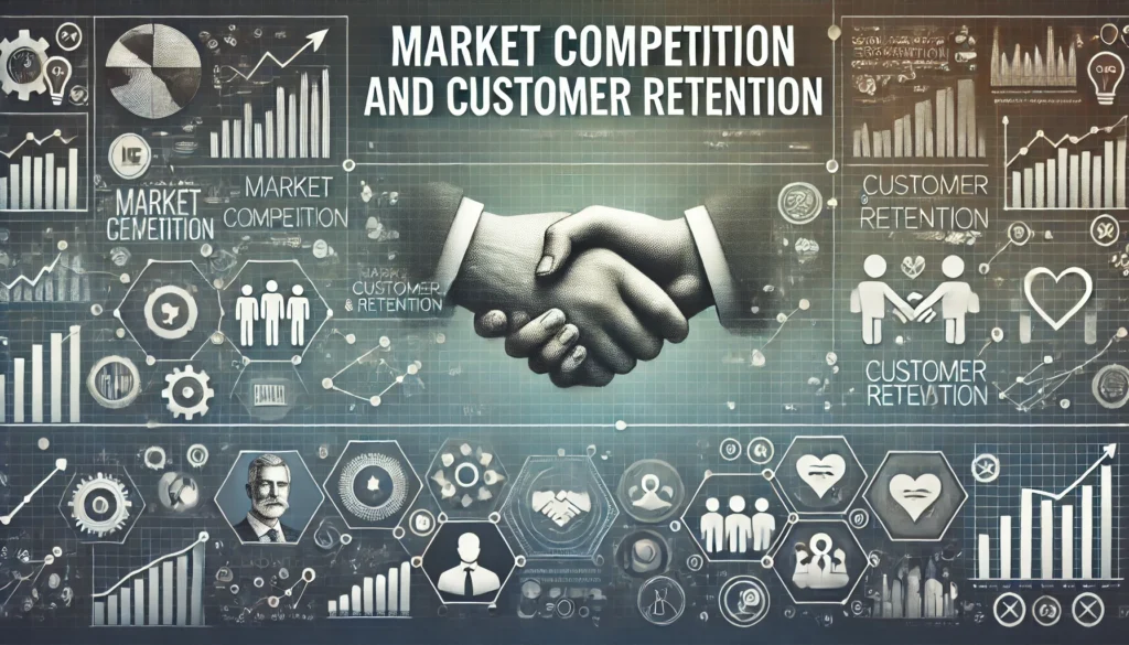 Create an image in horizontal orientation with the heading:” Market Competition and Customer Retention”